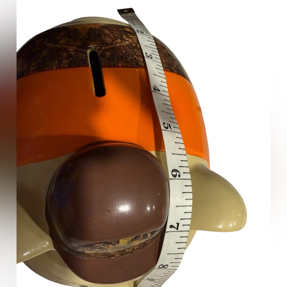 Large Piggy Bank with Mossy Oak Camo Hat and Orange and Camo Clothing. F.A.B. NY - Picture 13 of 13